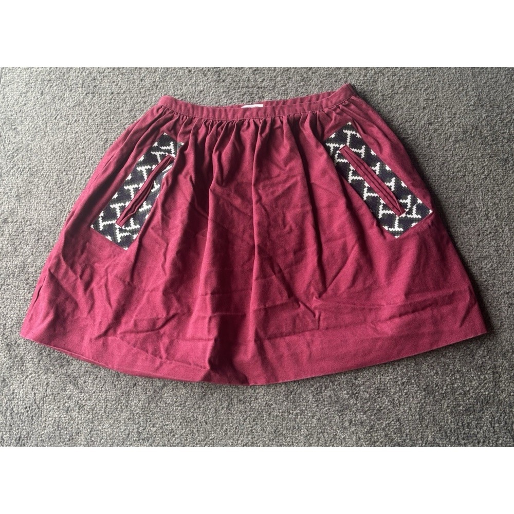 Manoush Women's Flare Burgundy Red Cotton Skirt Size 6